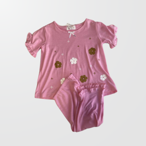 Pijama rosa de manga corta niña